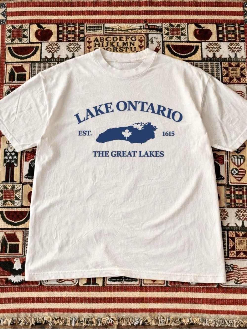 Lake Ontario White Graphic T-Shirt - The Great Lakes